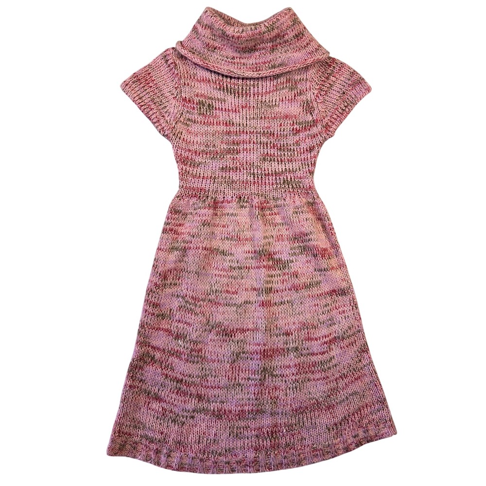 Personal Identity Pink Knit Cowl Neck Short Sleeve Sweater Dress Small Y2k 2000s